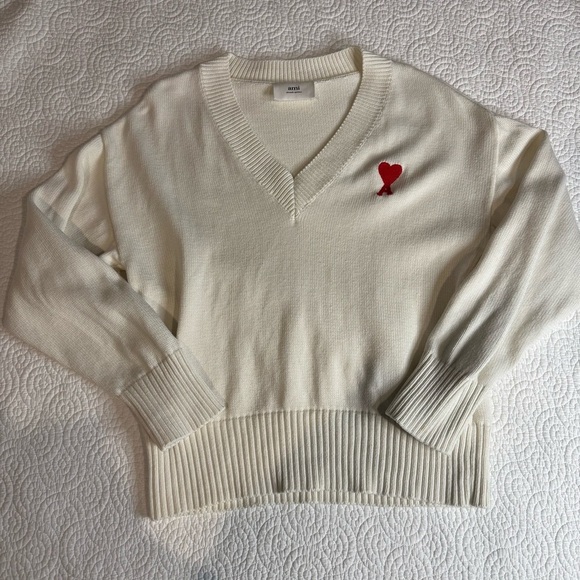 Ami Cream Knit Cotton Wool blend Sweater - Picture 7 of 16